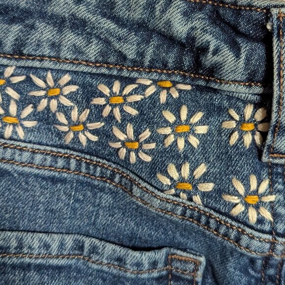 Wild Fable Upcycled Denim Shorts, Embroidered Floral, 10 - Picture 3 of 9